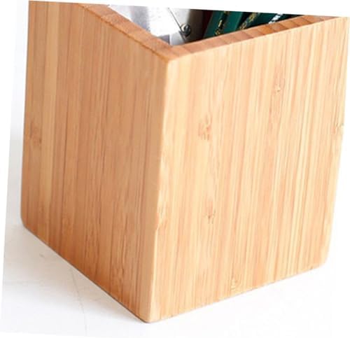 Lurrose 2pcs Bamboo Wood Stackable Storage Bins Organizer for Office Desk Accessories Pen Holder Stationery Organizer - Image 2