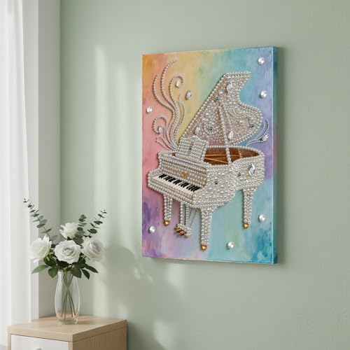 LQCrafK DIY Pearl Art Painting Handcraft Kit for Adults Beginners, Creative Design, Healing Stress-Relieving Home Wall Decoration, with Framed Painting and Tools-Piano - Image 5