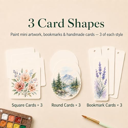 fsdyknej Portable Painting Kit for Adults, Travel Art Set with Mini Wooden Palette, Canvas Tote Bag, Brushes, Blank Cards and Bookmarks for DIY Creative Projects - Image 4