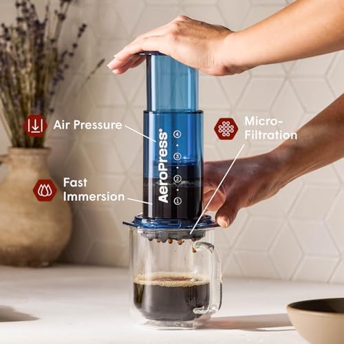 AeroPress Clear Blue Coffee Press, French Press, Pour-Over & Espresso Style - Image 2