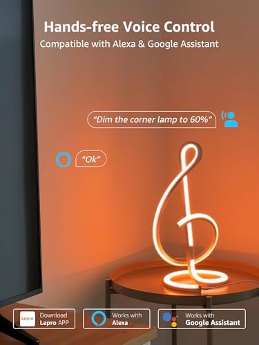 Lepro TB2 AI Smart Table Lamp, RGB+IC Modern Treble Clef Spiral Desk Light - Image 5