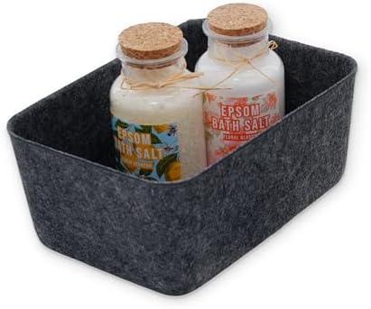 Welaxy Felt deep Storage Bins lidded Drawer Organizer Caddy Charcoal Box by Welaxy