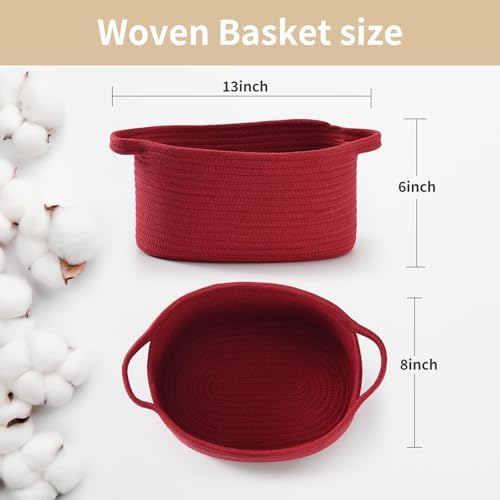 Happyiren Cute Burgundy Woven Gift Basket – Empty Burr Baskets for Seasonal - Image 2