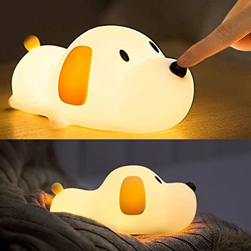 Dog Night Light, Cute Silicone Puppy Lamp Dimmable Portable Dog Lamps by HAPPYBAG