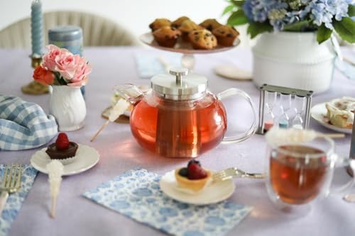 Teabloom Connoisseur Glass Teapot with Stainless Steel Infuser for Loose Tea – 4-Cup Capacity, Stovetop-Safe, Durable Borosilicate Glass, Perfect for Hot and Iced Tea - Image 2