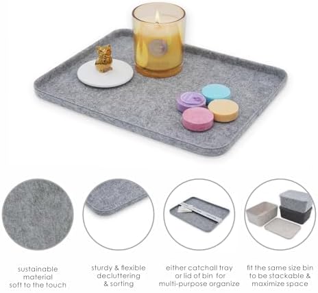Welaxy Felt Gray Lid for Deep Storage Bin Desk Drawer Organizer Sleek Caddy - Image 2