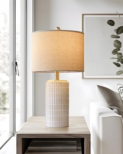 PoKat 23'' Bedside Table Lamp for Bedroom Nightstands, Modern Ceramic Decor - Image 4
