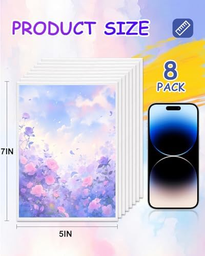 5x7 Inch Canvas Boards for Painting, 8 Pack Primed Acid-Free Blank Canvas Panels, Mini Canvas for Beginners & Artist, Small Canvases for Painting for Classroom and Painting Parties. - Image 2