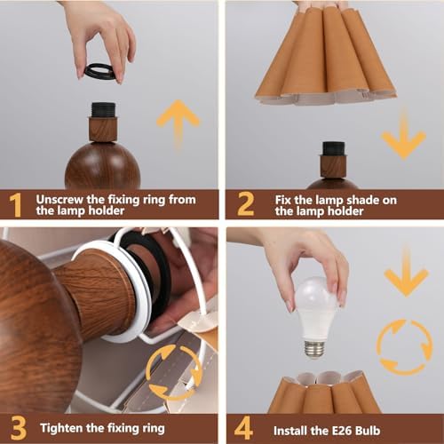KUNJOULAM Cute Small Table Lamp, Modern Bedside Nightstand Lamp with Coffee Fabric Lampshade, Metal Base for Bedroom Home Office Decor (Without Buld) - Image 6