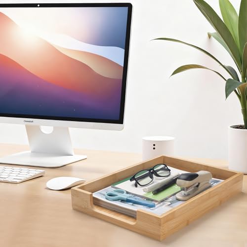 Bamboo Letter Tray, Wood Desk Tray, Wooden Desk Organizer, A4 Paper, Document, File, Mail, Magazine Storage Basket for Office, Classroom, Home Desktop - Image 4