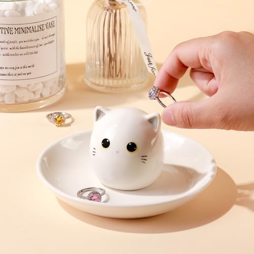 PUDDING CABIN Cat Mom Gifts for Women, Kitty Ring Holder for Jewelry, Jewelry Tray Dish Rings Bracelets Earrings Trinket Tray, Cat Gifts for Women Birthday Mother's Day Christmas Wedding Ring Holder - Image 3