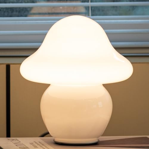 HEQET Mushroom Lamp Glass Mushroom Table Lamp for Bedrooms, Living Room, Aesthetic Lamps for Bedroom, Cute Bedside Lamp by HEQET