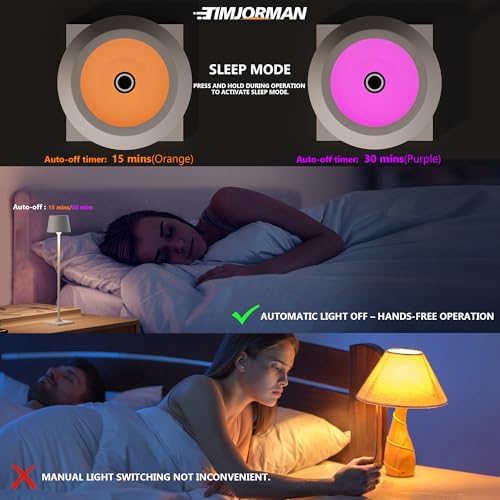 Timjorman Compact Cordless Table Lamp, Rechargeable LED Night Light, Dual Light Source (RGB Top & Warm Bottom), Touch Control & Timer, Metal Lamp for Bedroom & Kids Room (Greige 1PACK) - Image 6