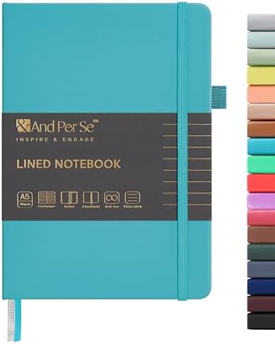 &And Per Se Lined Journal Notebook, 160 Pages, A5 5.7 x 8 inches College Ruled Thick Paper Notebook Journals for Writing, Hardcover Notebooks for Women Men Office School (1 Pack, Cerulean Blue) by AndPerSe