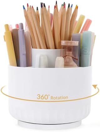 SKYDUE 360 Degree Rotating Desk Organizer, Dual-Purpose Pencil Pen Holder for Desk, Rotating Pencil Cup, Office Supplies, Desk Decor for Office, School, Home by SKYDUE