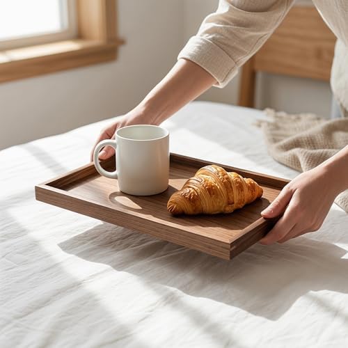 Black Walnut Wood Serving Tray 11.8"x7.9" Coffee Table & Tea Tray - Image 4