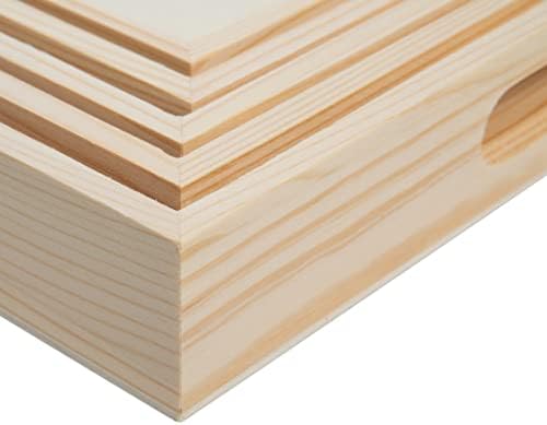 Wooden Nested Serving Trays – Unfinished Square Trays with Cut-Out Handles for Crafts, Serving, Ottomans & Home Décor – Set of 5 - Image 6