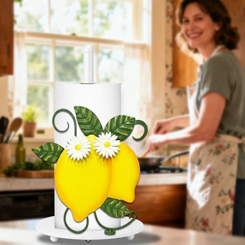 Lemon Paper Towel Holder, Spring Summer Lemon Decor for Countertop Cute Farmhouse Home Table, Housewarming Birthday Gifts Yellow - Image 2