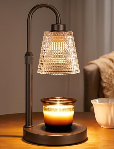 Brown Candle Warmer Lamp with Timer, Dimmable Candle Warmer for Jar Candles, Height Adjustable Wax Melts Warmer, Birthday Gifts for Women Mom, House Warming Gifts New Home Decor by Innqoo