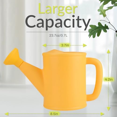 Small Watering Can for Kids, 700ml/23.7 Oz Plastic Watering Can for Indoor Plants Garden Flower (Yellow) - Image 2