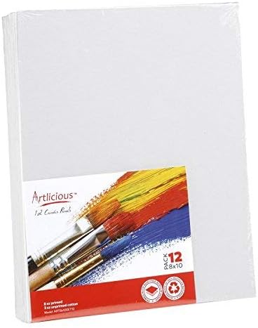 Artlicious Canvases for Painting - Pack of 48, 8 x 10 Inch Blank White Canvas Boards - 100% Cotton Art Panels for Oil, Acrylic & Watercolor Paint