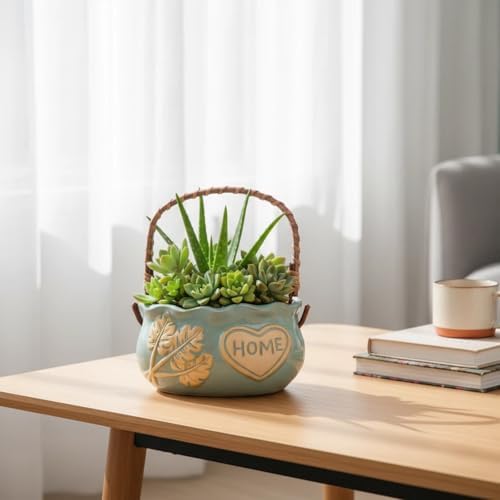 Ceramic Succulent Planter Pots, 4 Inch Small Ceramic Plant Pot with Drainage Holes Flower Pots for Cactus, Herbs, Outdoor Plants (Blue) - Image 4