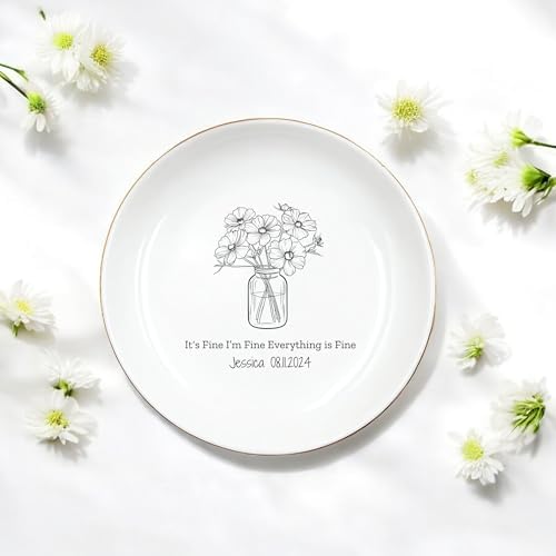 Flower Bouquet Jewelry Dish, Customized Ring Dish Holder for Christmas, Birthday Gifts, Birth Flowers in Jars Jewelry Tray for Mom, Friend, Girlfriend, Personalized Bridesmaid Gifts - Image 2