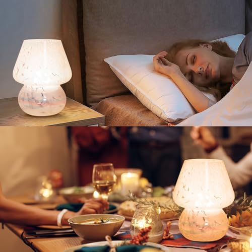 ULAROOM USB Plug-in Mushroom Lamp Small Bedside Table Lamp with 3 Temperature LED Bulb, Free Dimming Nights Light for Bedroom/Living Room/Entryway/Corner Decor or New Home Gift(Rainbow White) - Image 6