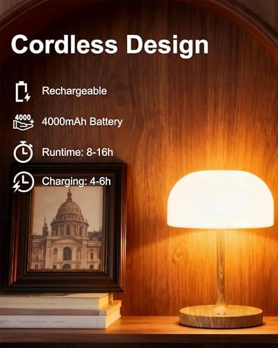 Mushroom Lamp, Shower Lamp Waterproof for Bathroom & Bedroom - Wood Grain - Image 6