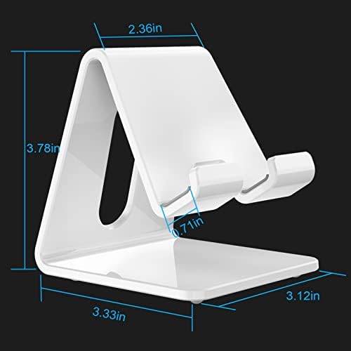 Crpich Acrylic Cell Phone Stand, Portable Phone Holder, White Phone Stand for Desk, Compatible with Phone16 15 14 13 12 Pro Max Mini 11 Plus, Switch, Android Smartphone, Pad, Tablet, Desk Accessories - Image 4