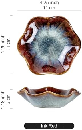 Lotus Leaf Ceramic Jewelry Ring Dish for Women (Ink Red) - Image 2