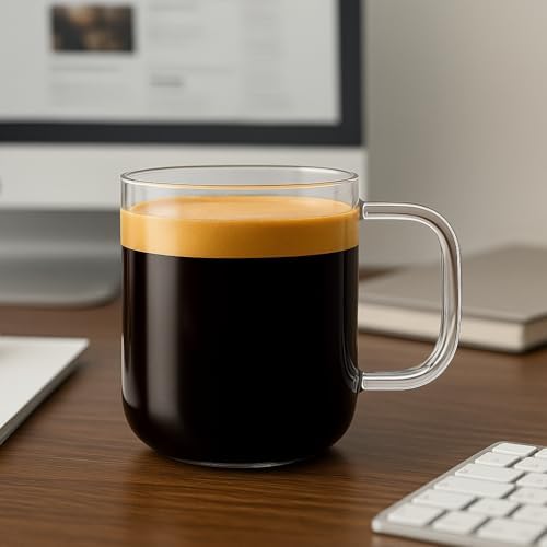 Aquach 16oz Glass Coffee Mugs Set of 2, Large Clear Borosilicate Cups - Image 4