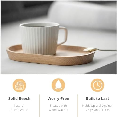Vandroop Beech Wooden Mini Serving Tray, Tea&Coffee Table Tray 7.9”×4.7” - Image 3