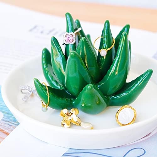 PUDDING CABIN Succulent Ring Holder Dish Cactus Gift for Women Birthday Gift for Mom Friend Bridesmaid Wedding Christmas Valentines Housewarming Gift, Decorative Cacti Decor for Home Gifts - Image 3
