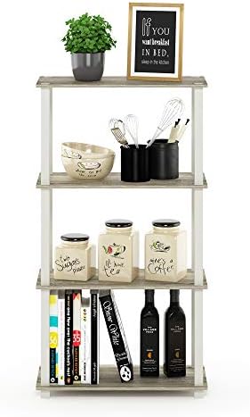 Furinno TURN-S-TUBE Storage Shelves, 4-Tier Book Shelf, Corner Shelf, Toolless Open Shelves, for Organization and Storage, Living Room, Garage, Home Office, Sonoma Oak - Image 4