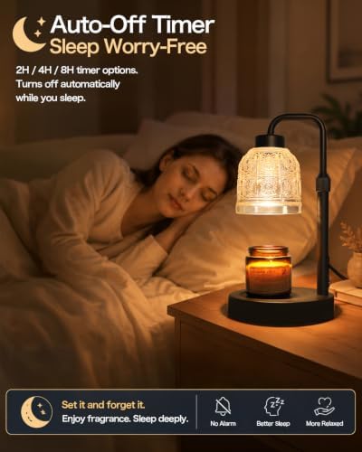 AIFEI Candle Warmer Lamp with Timer, 2/4/8H Auto-Off Candle Lamp, Gold - Image 3