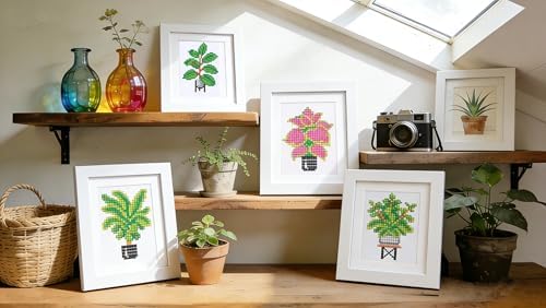 Apomelo 8pcs Small Diamond Art Kits Green Plants,Round Drill Mini Small Diamond Art Kits for Adults Beginners,Mini Diamond Art for Home Wall Desktop Decor, 6X8 inches - Image 5