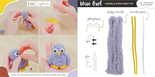 WeVeel Cozy Craftworks Kitty, Puppy, Blue Bird & Owl Chenille Stem Craft Kit Bundle for Teens & Adults – Mindful DIY Animal Craft, Tactile Pipe Cleaner Art Kit with QR Video Tutorials - Image 5