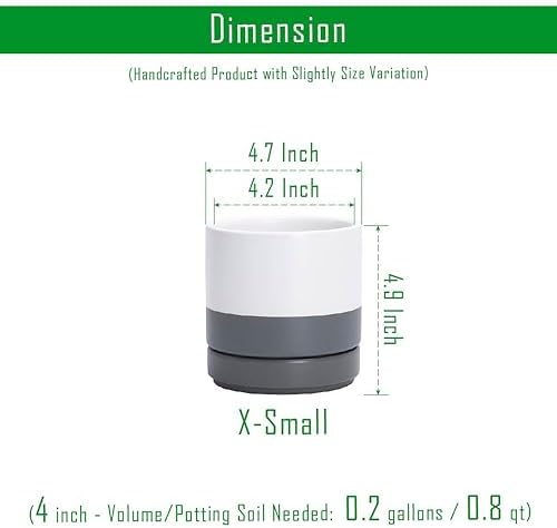 D'vine Dev 4.7 Inch Ceramic Planter Pot, White Grey, 94-O-B-6 - Image 3