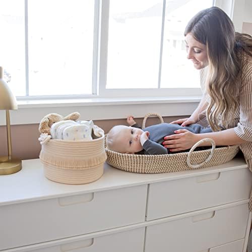 NaturalCozy 3-Piece Boho Decor Storage Basket Set – Cotton Rope Woven Baskets for Organizing! Small Basket for Baby Stuff, Baby Shower, Gift Basket, Nursery Basket, Planter, Toy Basket, Shelves - Image 3