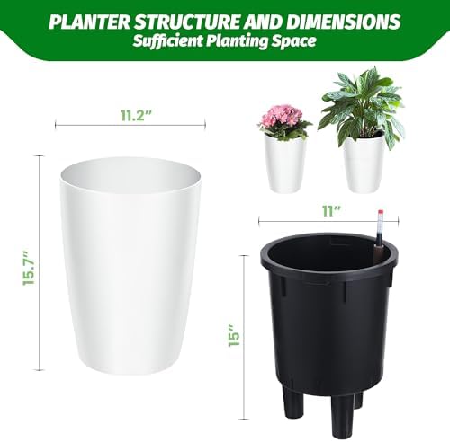 Garvee Tall Planters for Outdoor Plants, 16 in Planters Set of 4, White - Image 2