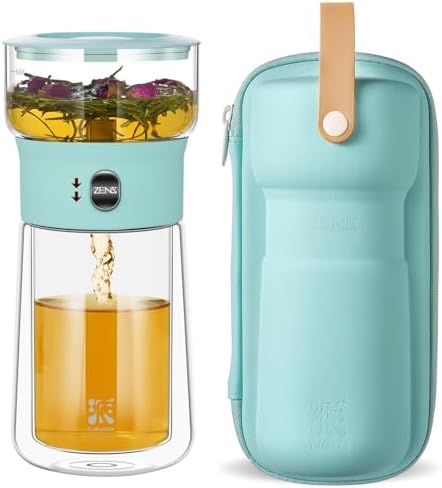 ZENS Modern Glass Infuser Teapot, One Touch Tea Release Loose Tea Maker by ZENSLIFESTYLE