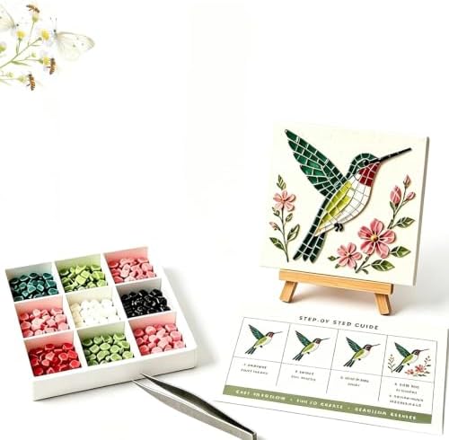 Cottage Garden Mosaic DIY Kit – Watering Can Mosaic Art Kit，Hummingbirds - Image 2