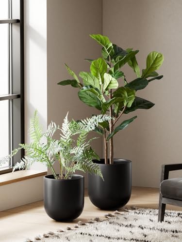 LE TAUCI 10 Inch Plant Pot, Ceramic Pots for Plants, Black - Image 2