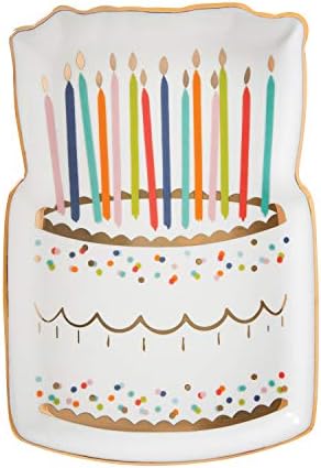 Creative Brands Slant Collections - Ceramic Shaped Trinket Tray, 5.8 x 5-Inches, Birthday Cake by SlantCollections