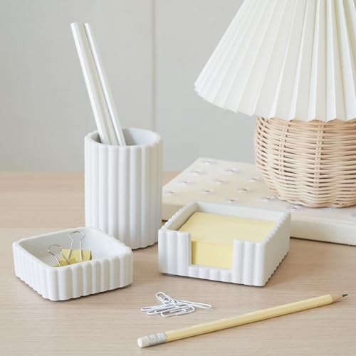 Modern Aesthetic Desk Accessories Set of 3 - Stylish Concrete Organizers - Image 2