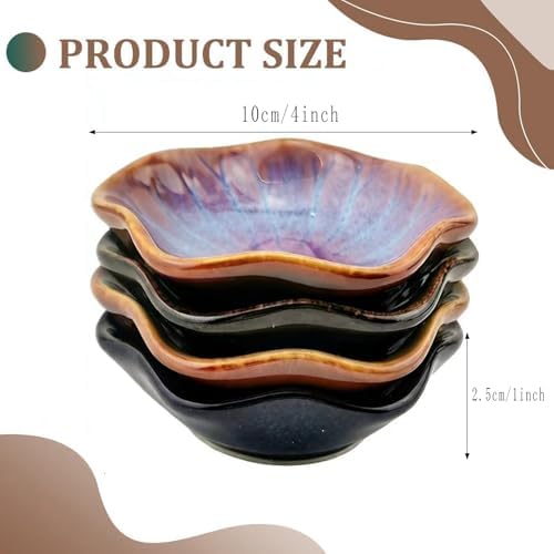 4 Pack Ceramic Ring Dish, Lotus Leaf Jewelry Tray, Small Trinket Bowl for Rings, Earrings, Keys - Gift Set in 4 Colors - Image 2