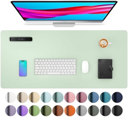 Aothia Large PU Leather Desk Pad Protector – Non-Slip Mouse Pad & Writing Mat for Office/Home, Waterproof, Easy to Clean (31.5" x 15.7", Aqua) by AothiaSimpleNaturalUnique