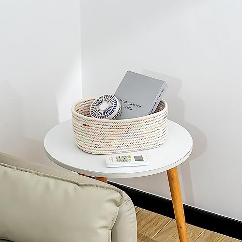 CubesLand Rectangle Woven Cotton Rope Storage Basket for Organizing - Image 3