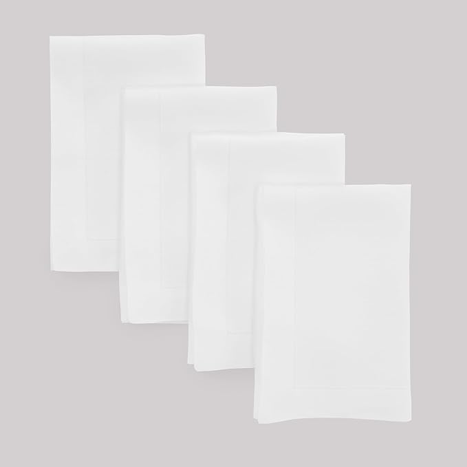 Solino Home White Linen Napkins Set of 4-100% Pure Linen Cloth Washable Dinner Napkins 20 x 20 Inch for Winter, Valentines, Spring, Easter - Fete